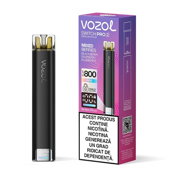 Kit Tigara electronica Vozol Switch Pro2 800 - Mixed Berries, 2ml, 20mg/ml nicotina, autonomie pana la 800 pufuri
