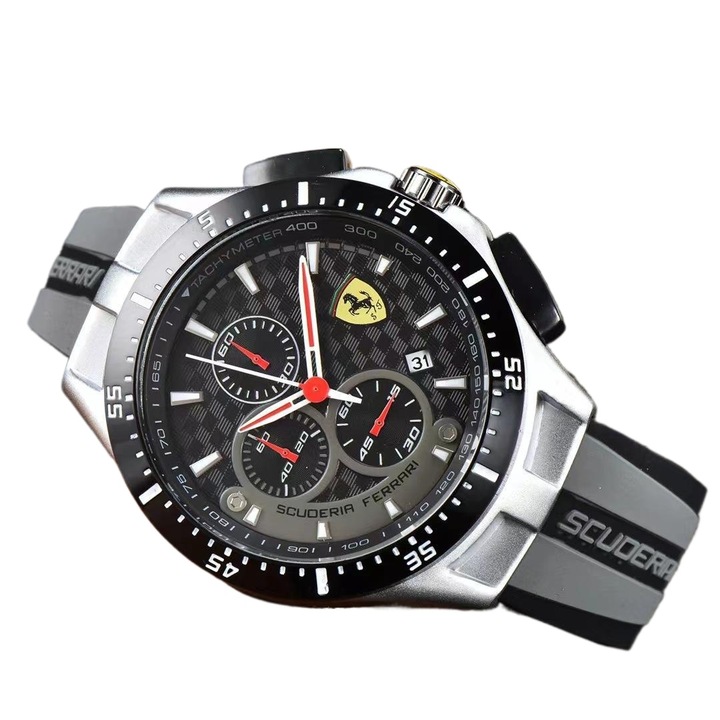 Férfi óra, Formula 1 Scuderia Ferrari, 44mm, kronográf, szürke szilikon