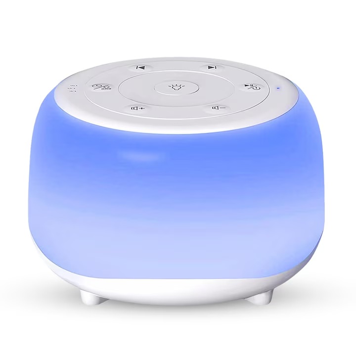 Dispozitiv si Aparat Sunete Albe, Reimungkot, White Noise, 34 Sunete Linistitoare, 7 Culori Ajustabile, Pentru Copii si Adulti, Lumina Veghe, Functie Timer Si Memorare, Versatil, Alb