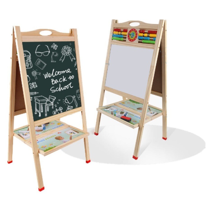 Sevalet–tabla dubla cu ceas, 70 cm, din lemn