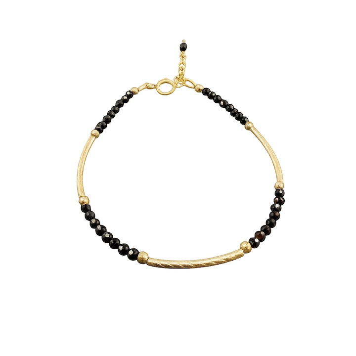 Bratara Aur Filat 14K si piatra semipretioasa Spinel Negru, 20 CM