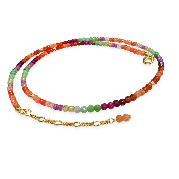 Colier Aur Filat 14K si pietre semipretioase specifice Zodiei LEU, 38 CM