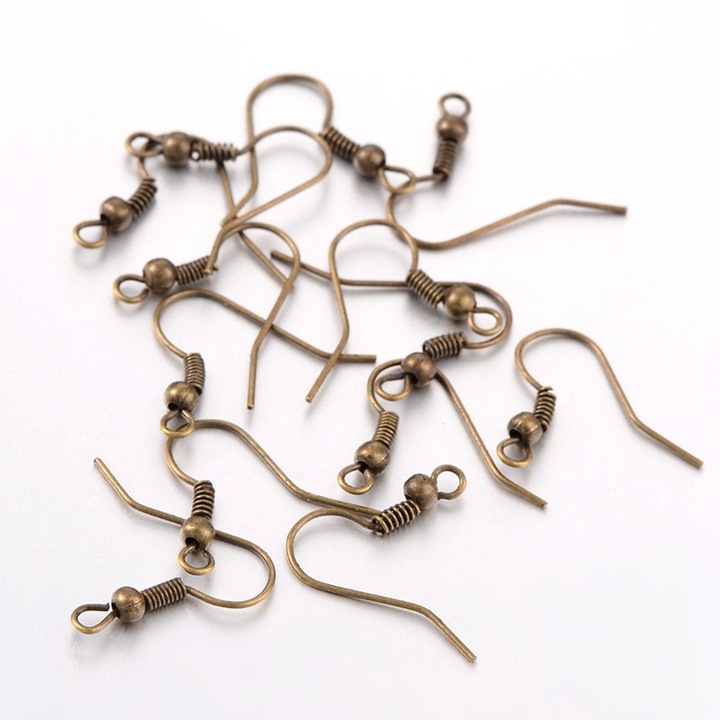 Set 200 bucati 100 perechi tortite cercei metal culoare bronz simple 18mm