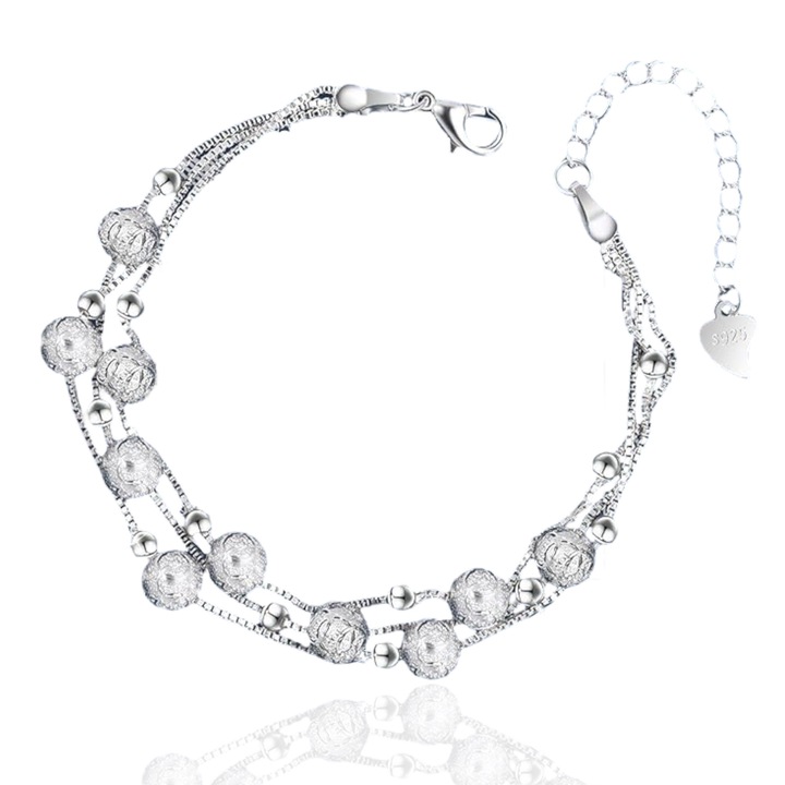 Bratara Dama Triple Harmony, Argint Sterling, marcaj S925, cu fir triplu, Lungime reglabila, Silver