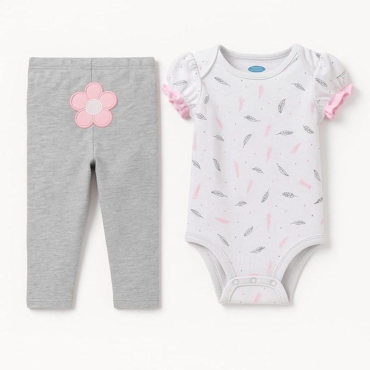 Compleu Bon bebe bumbac 2 piese fetita 6-9 luni