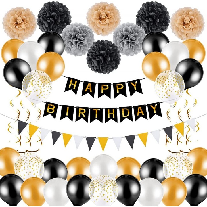 Melliex születésnapi dekor készlet, latex/papír, többszínű, 50 darabos