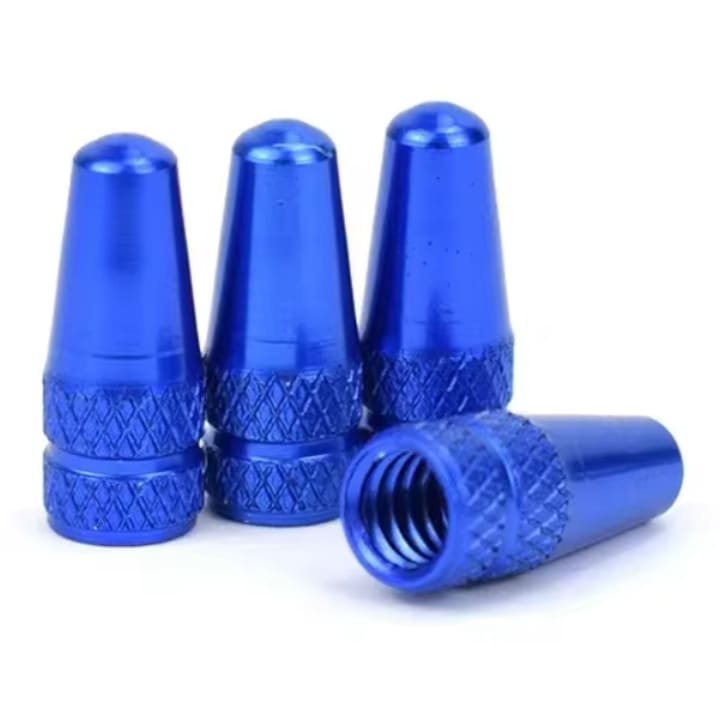 Set 4 Capac Valva Tubeless Presta, SEM, Aluminiu, Albastru
