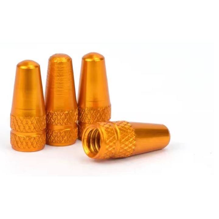 Set 4 Capace Valva Tubeless Presta, SEM, Aluminiu, Portocaliu