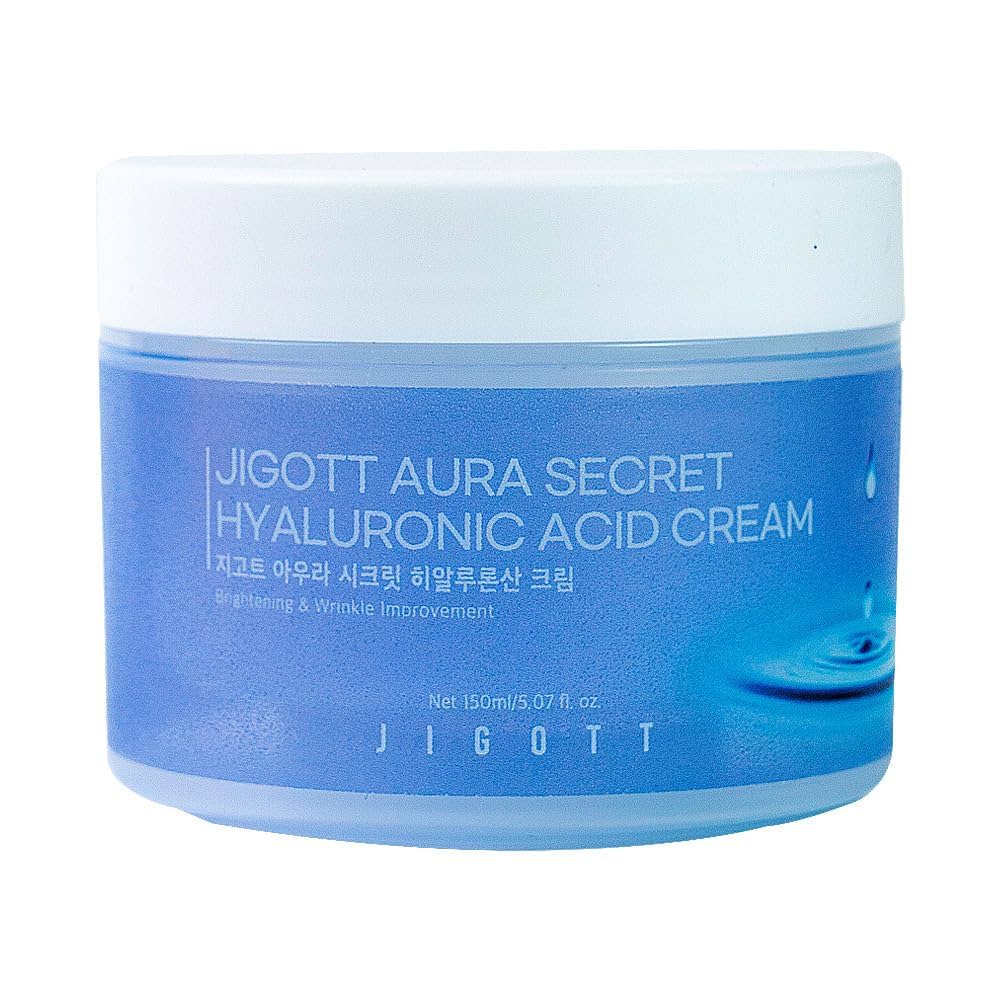 Crema fata cu acid Hyaluronic Jigott, cu efect de iluminare si reducere a ridurilor, 150 ml