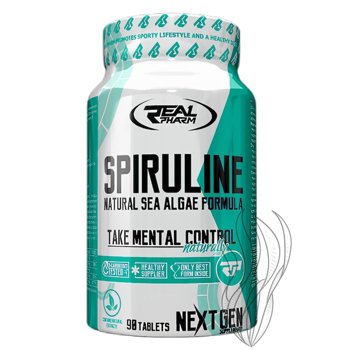 Spirulina 500mg Real Pharm® 90 Tablete cu Alga Superfood Naturala pentru Imunitate, Energie, Muschi si Digestie