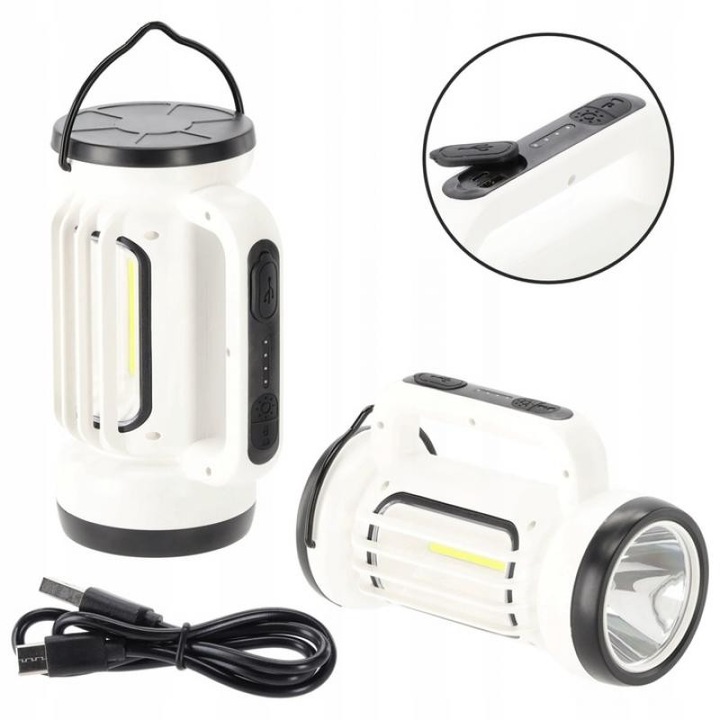 Бяла акумулаторна LED къмпинг лампа