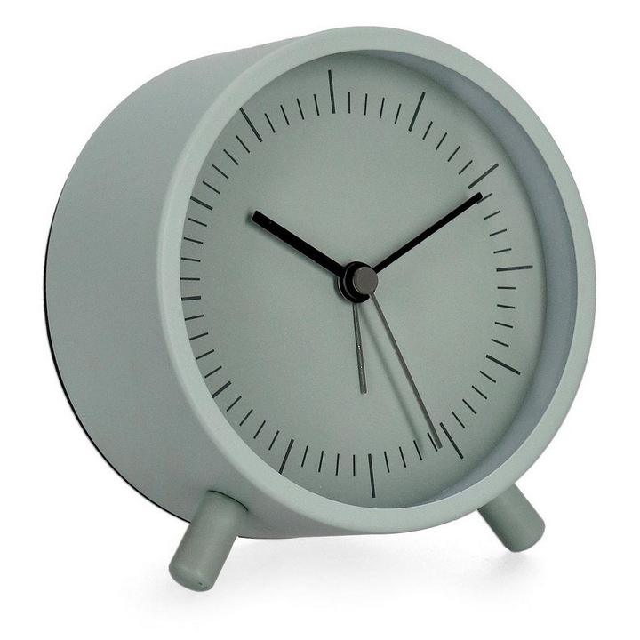 Kaled fekete zöld fém asztali óra Ø10, 8x5, 5x12h