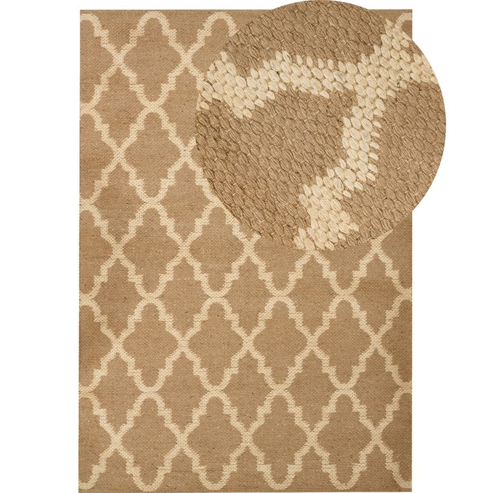 Covor din iută Beliani 160x230cm bej rectangulat, realizat manual