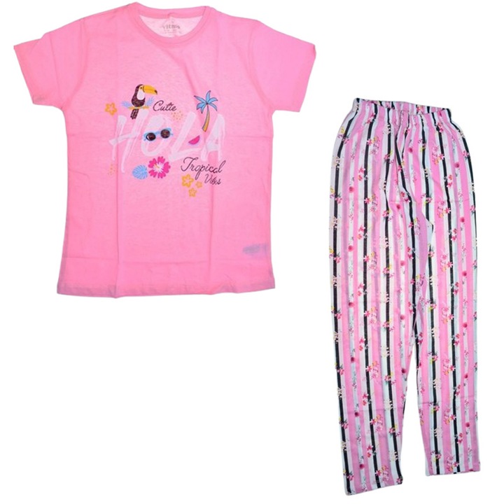 Kétrészes pizsama lányoknak, Mini Junior 11746R2, Rózsaszín 121893