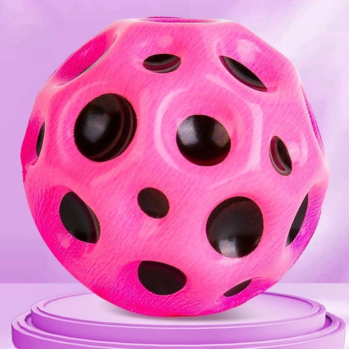Minge saltareata antistres, Space Moon Ball, elastica, roz, diametru 66 mm