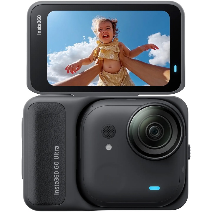 Спортна видеокамера Insta360 GO Ultra, 4K60fps, Creator Bundle, Midnight Black