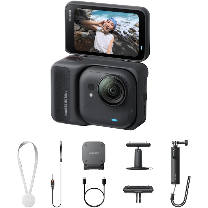 Camera Video Sport Insta360 GO Ultra, 4K60fps, Creator Bundle, Midnight Black