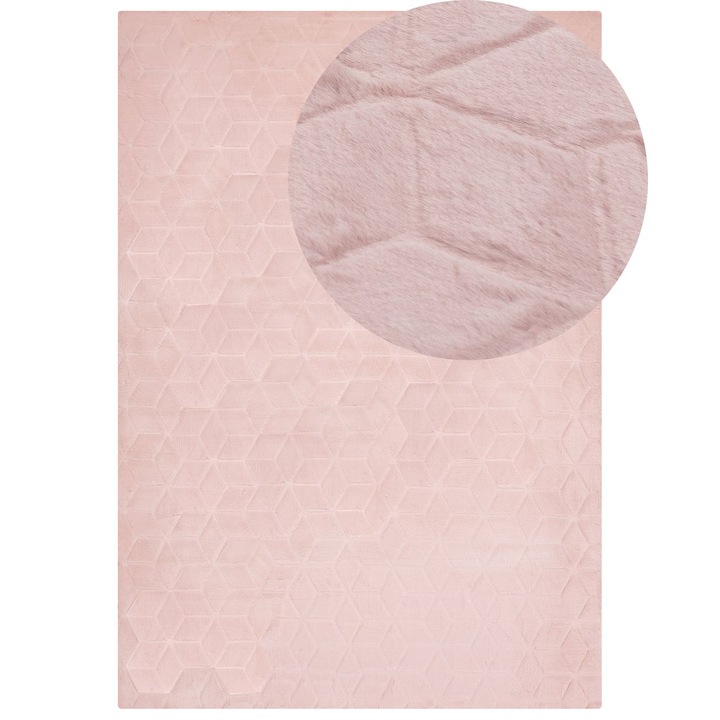 Covor din piele sintetica roz 160 x 230 cm Thatta