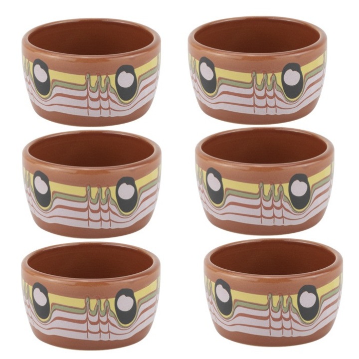 Set 6 boluri ramekin ceramica stil traditional Culinaro 7cm, cu decor