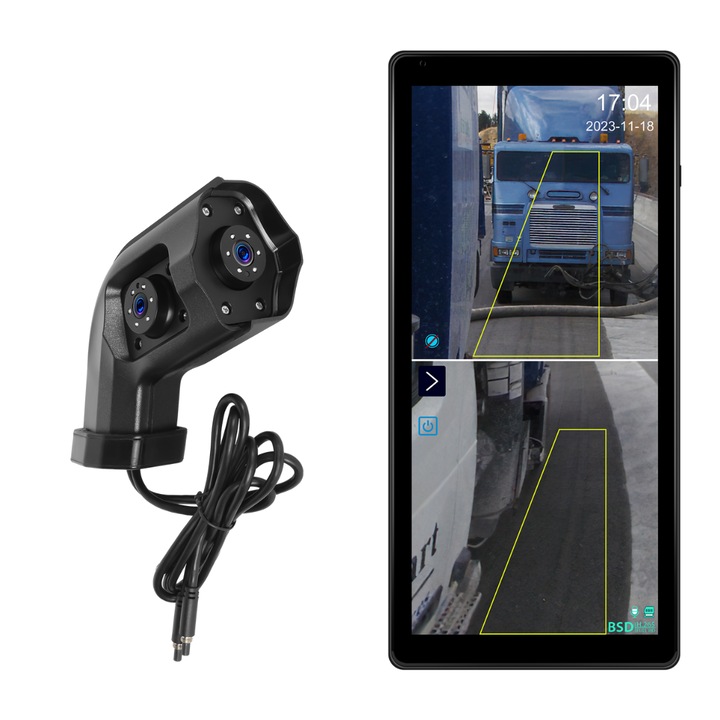 Bal oldali visszapillantó tükör kamera 10,36"-os IPS kijelzővel teherautóhoz/buszhoz, DVR, BSD, IP68, éjjellátó