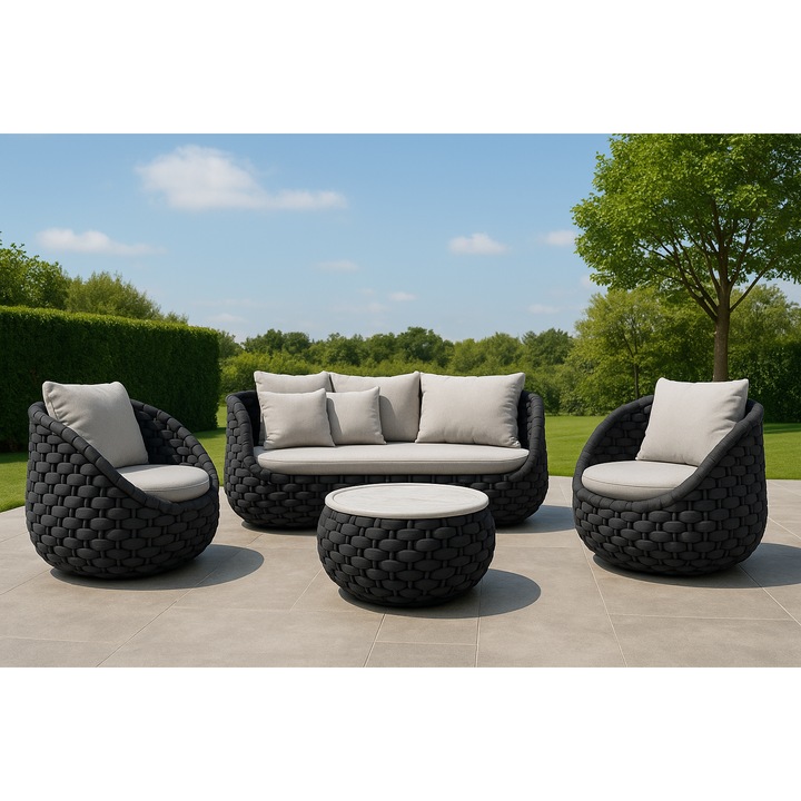 Mobilier de gradina din aluminiu Cocoone Rope Gri Antracit