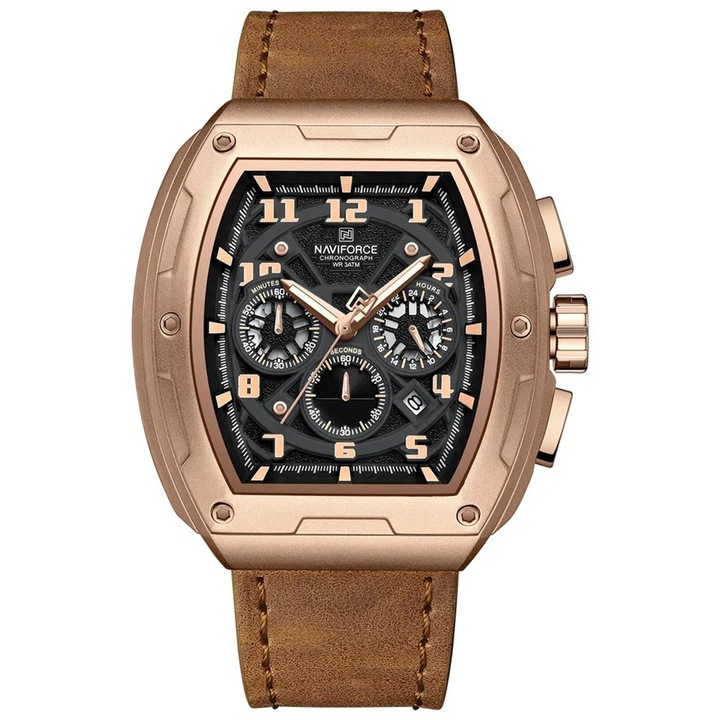Мъжки часовник Naviforce 8053 Brown – множество функции, бизнес дизайн, удароустойчив, водоустойчив до 3 атм