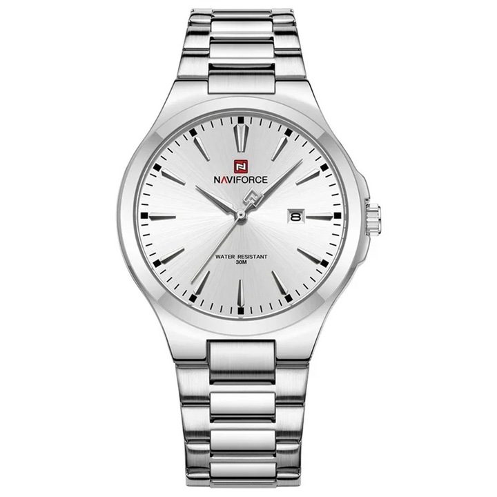 Мъжки часовник Naviforce 9226 Silver – бизнес дизайн, множество функции, удароустойчив, водоустойчив до 3ATM