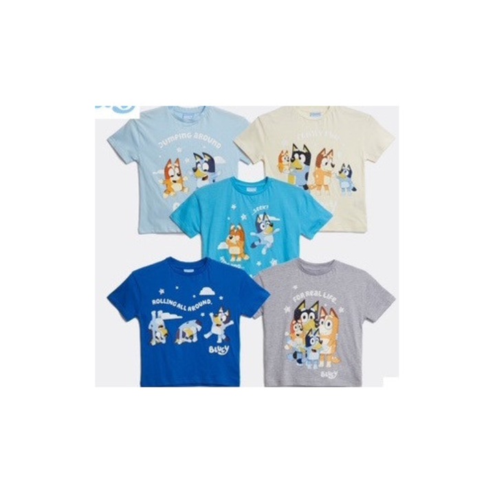 Set 5 tricouri Bluey, multicolor, 100% bumbac, 116-122 CM