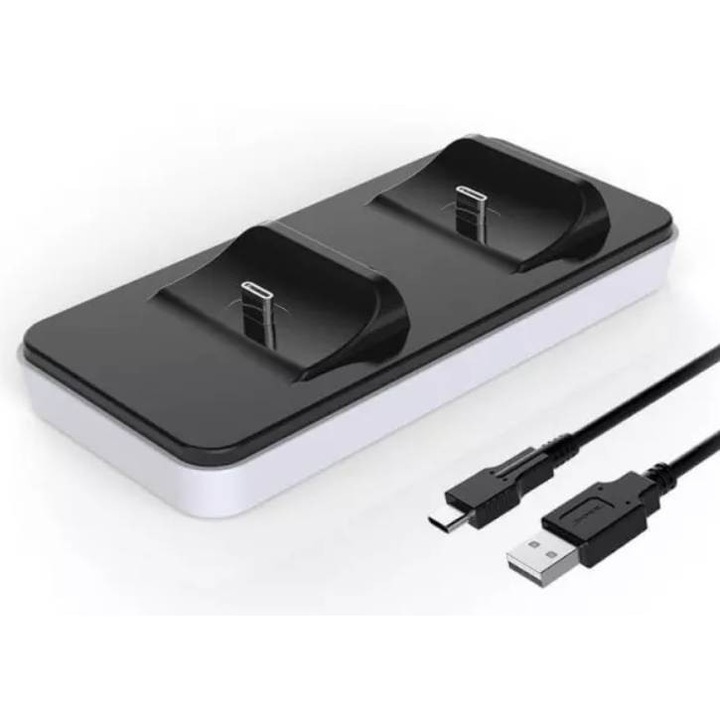 Statie de incarcare Raptor pentru controlere PS5 DualSense, 1, 2m, antiderapanta, set pentru 2 controlere