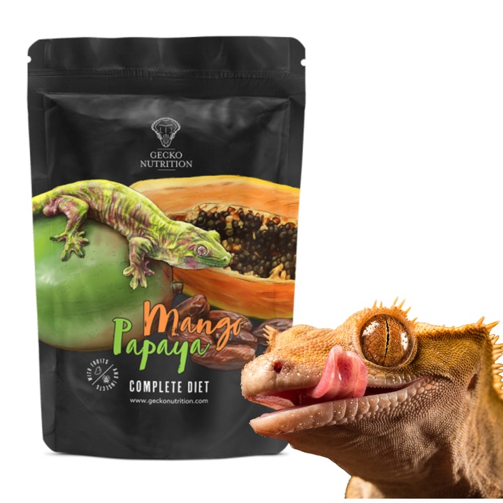 Hüllőeledel, Gecko Nutrition, Mangó-Papaya, 50g, gyümölcs- és rovarkeverék