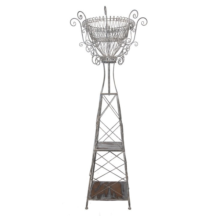 Suport ghiveci flori metal maro gri 89x89x230 cm