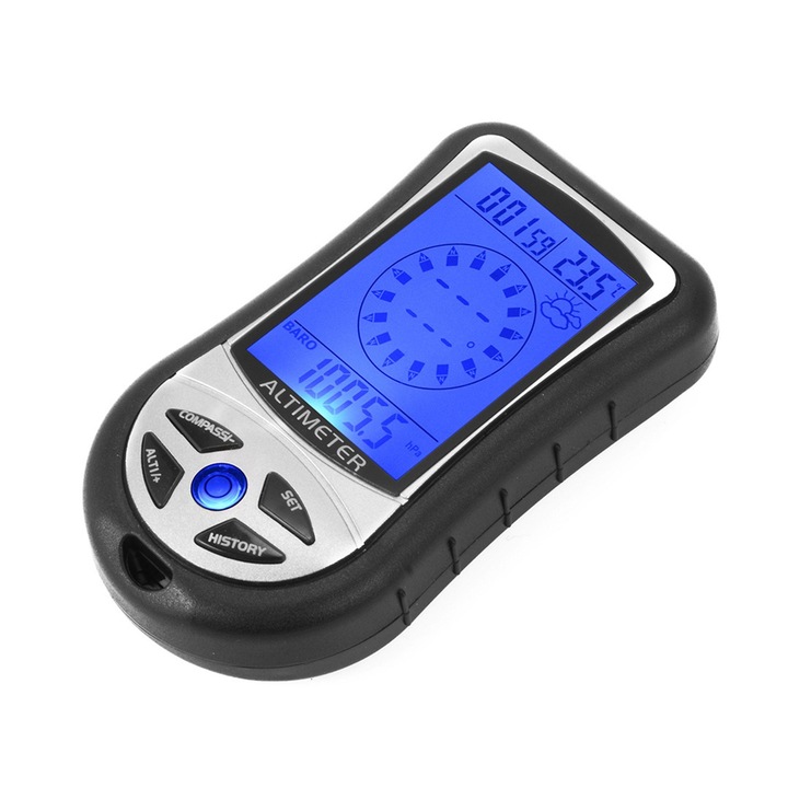 Altimetru digital multifunctional, Uudeals®, barometru, busola, termometru, 9x5x2cm