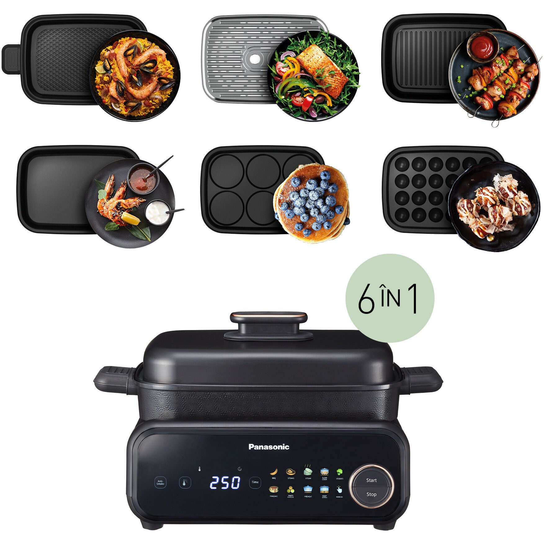 Panasonic Multikocher NF-GM600KXE, 1400 W, 6-in-1 für vielfältige Panasonic Multikocher NF-GM600KXE, 1400 W, 6-in-1 für vielfältige