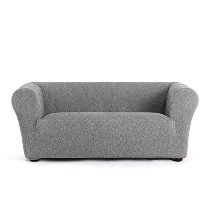 Husa elastică canapea 3 locuri Eysa Chesterfield, 180-230cm, gri, material bielastic premium