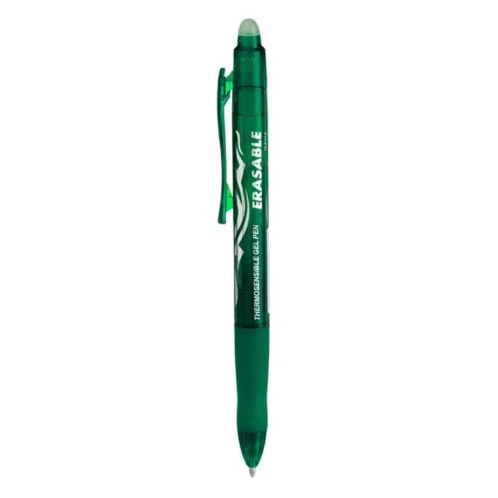 Термочувствителна химикалка с мастило и гумичка със син цвят, зелена