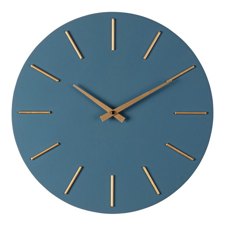 Ceas perete albastru auriu Timeline Ø40x5h
