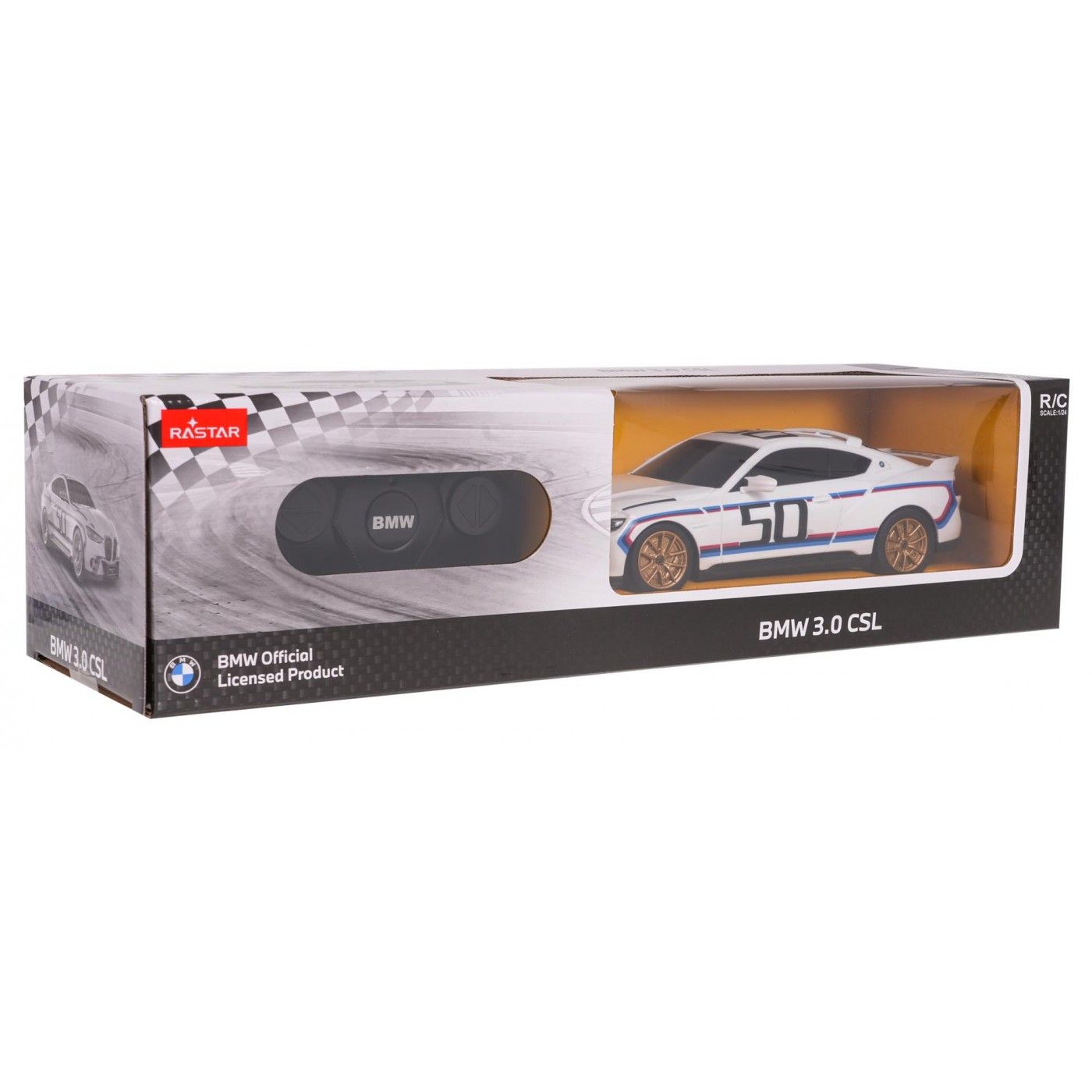Masinuta Rastar RC - BMW 3.0 CSL, alb, 1:24