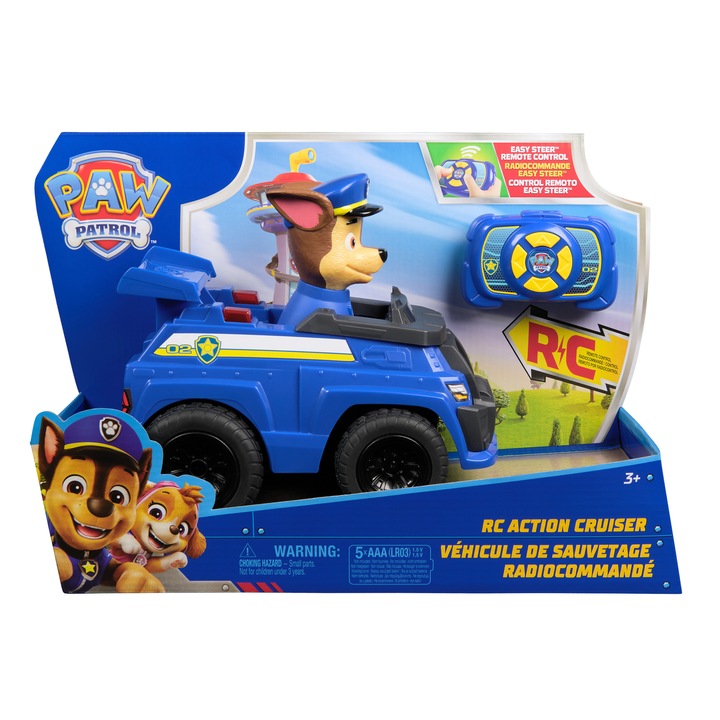 Masinuta RC Paw Patrol - Action Cruiser, cu figurina Chase