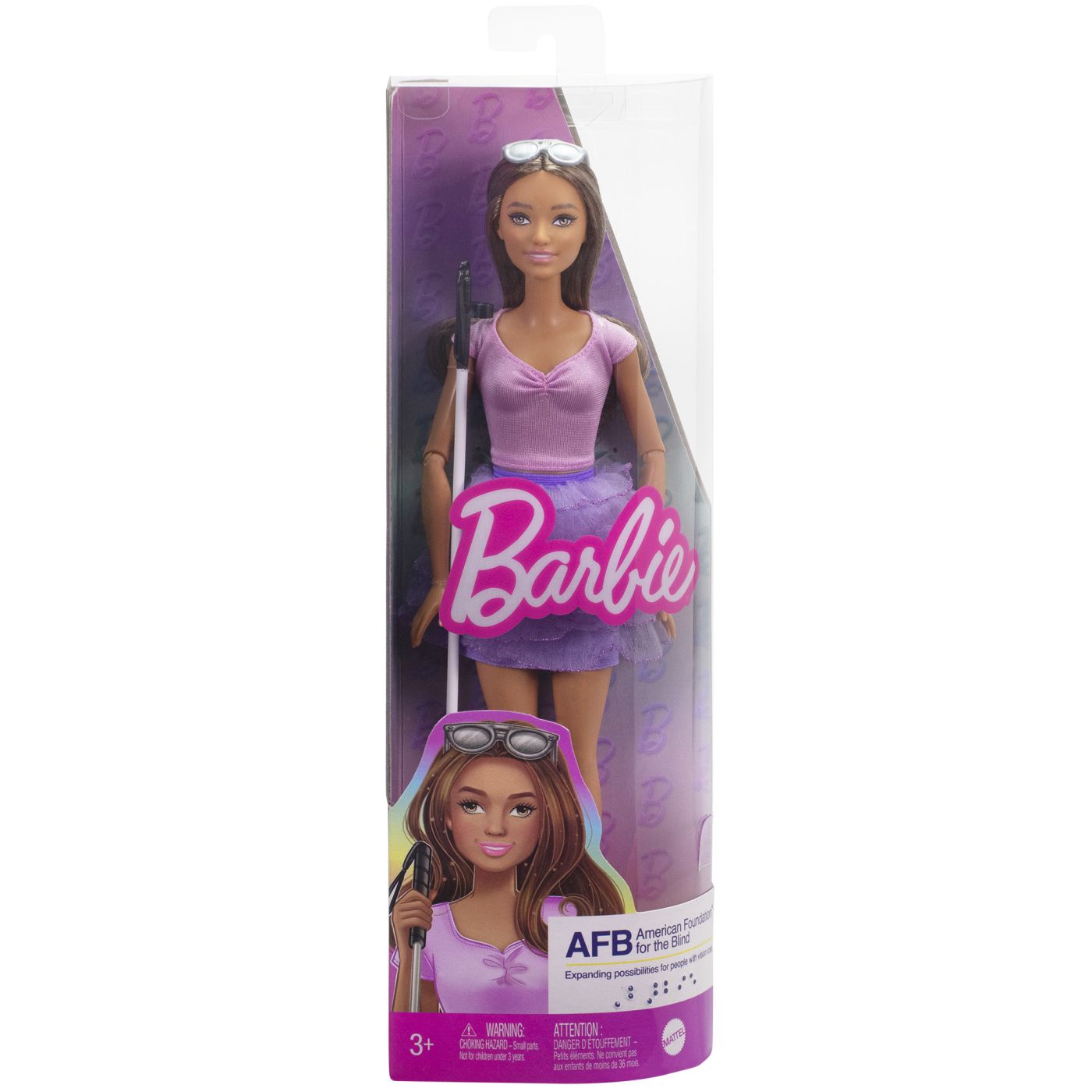 Papusa Barbie Fashionistas, Satena, cu baston pentru nevazatori