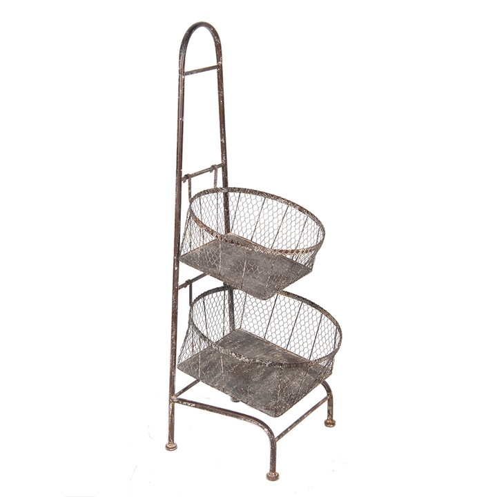 Polc 3 barna fémkosárral 43x43x116 cm