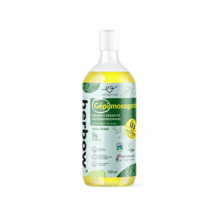 Detergent natural pt. masina de spalat vase, parfum natural, HERBOW, 750 ml, 75 spalari