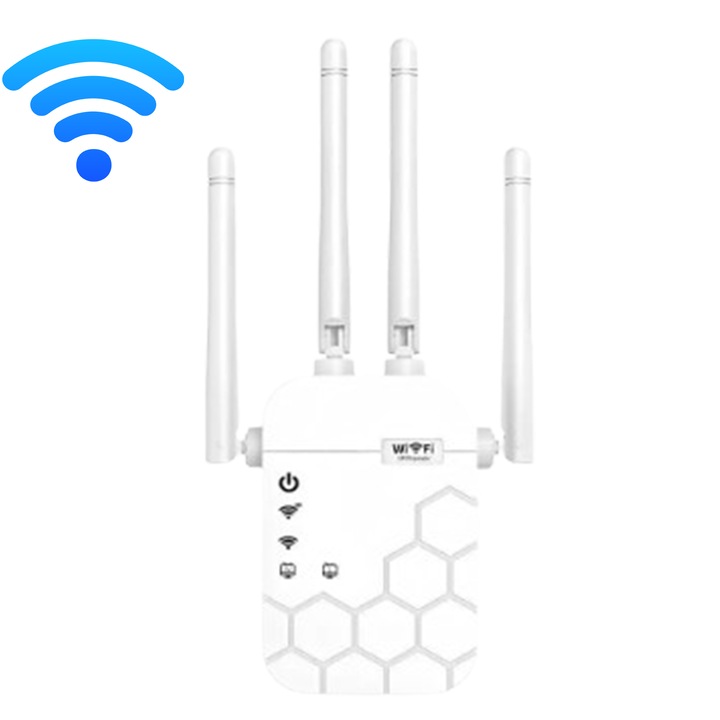 Amplificator semnal wireless Omelivon 4 antene dual band negru 12,880sqft