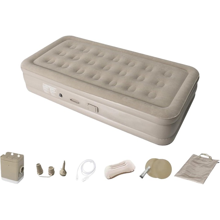 Къмпинг матрак TodyJeyHo, 195x100см, бежов, с електрическа помпа, включена възглавница