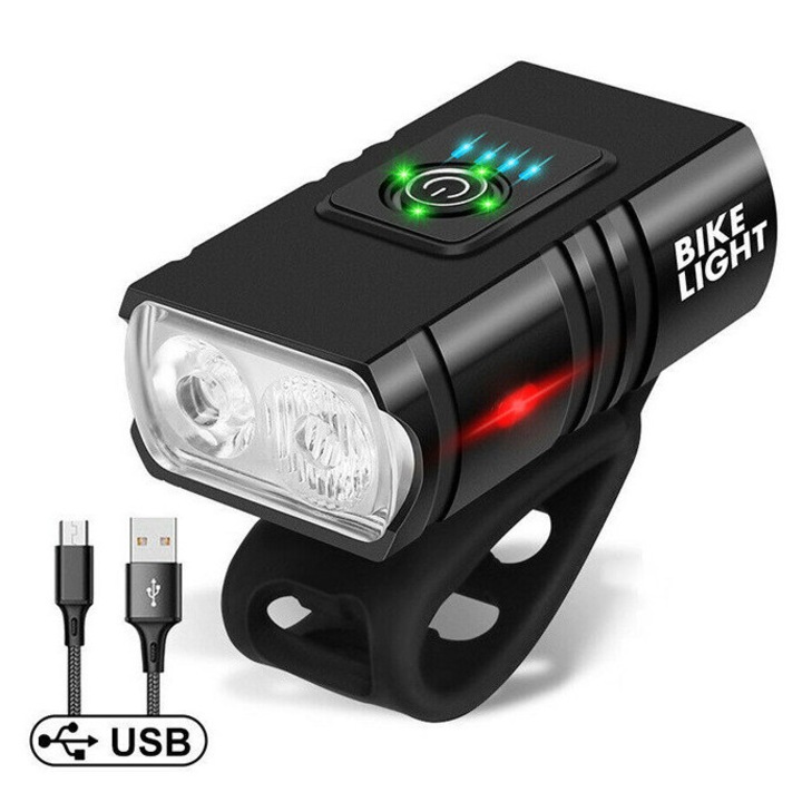 Far bicicleta TodyJeyHo 1000 lumeni, 6 moduri de iluminare, negru, USB reincarcabil