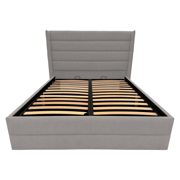 Тапицирано двойно легло GRAVITY LUXURY светлосиво с място за съхранение и повдигаща се подматрачна рамка, 160x200