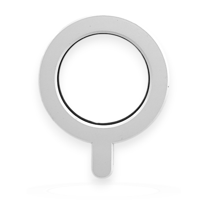 Inel magnetic, suport magnetic autoadeziv din neodim – pentru huse si telefoane compatibile MagSafe si incarcare wireless - ALB