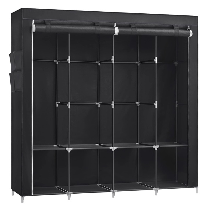 Текстилен гардероб Songmics, 45 X 170 X 167 См, 4 Висящи Отделения, С Рафтове, 4 Странични Джоба, Много Място, За Спалня, Дневна, Черен Ryg094B02