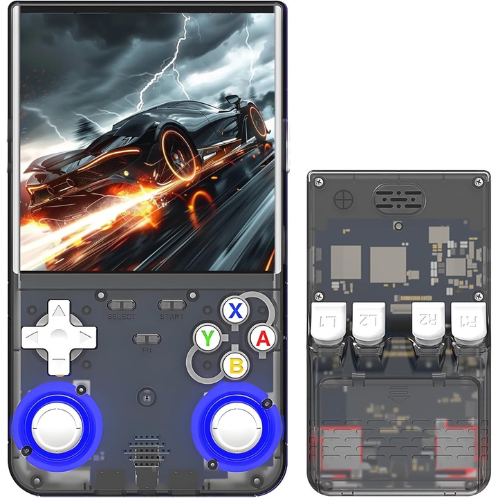 Consola Retro Portabila LUKETO® R36 Ultra, Ecran 4" IPS, Rezolutie 720x720, 64GB, 15000+ Jocuri, Suport Emulatoare Multiple, 1GB RAM, Wi-Fi 2.4GHz, Linux OS, Joystick Dual 3D RGB cu 7 Culori, Taste L/R Imbunatatite, Baterie 3000mAh, Design Compact, Negru