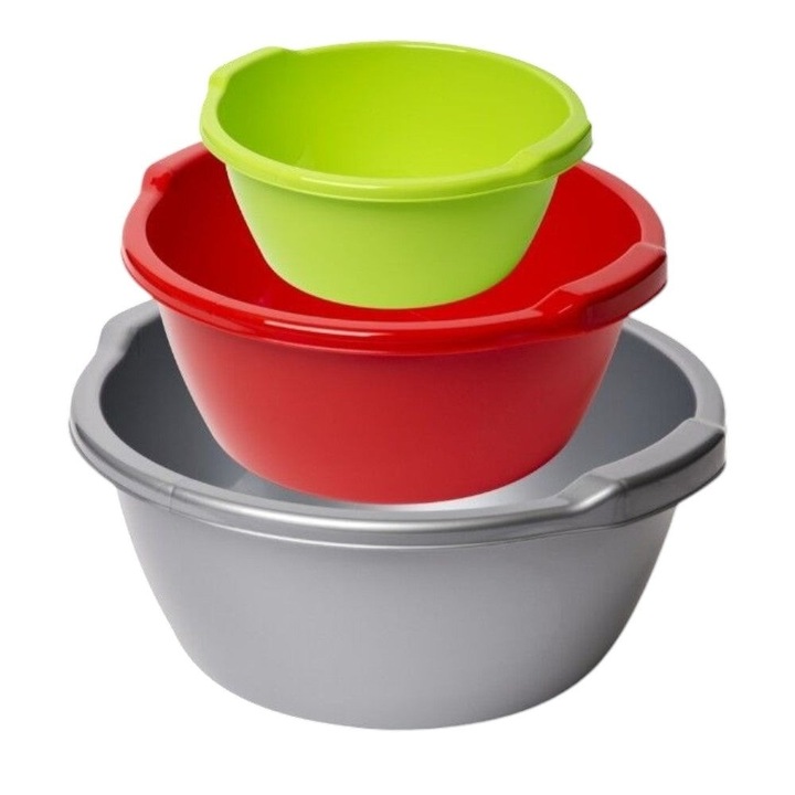 Set 3 Ligheane Rrotunde cu Maner Multicolore, 3 L, 7 L, 11 L