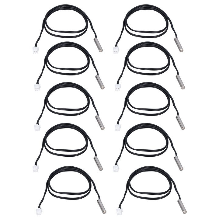 10 darabos NTC hőmérséklet-érzékelő készlet, 5x25mm, 500mm, -25-125°C